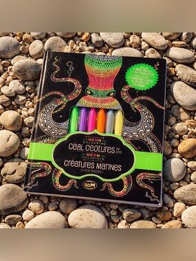 Kaleidoscope Neon Sea Creatures and More! Coloring Set with 6 Neon Markers